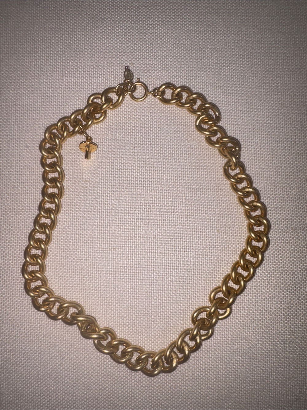 Catherine Popesco Paris Gold Chain Link Necklace -24K gold plated-mushroom charm